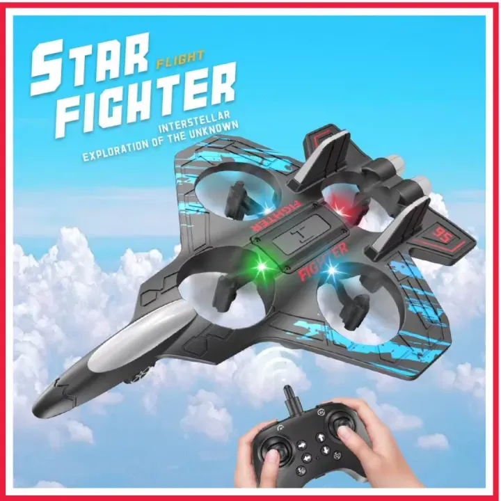 RC Fighter Jet Airplane – Rechargeable Remote Control Aircraft with LED Lights, 360° Flips & Long-Range Fun, Perfect Flying Toy for Kids