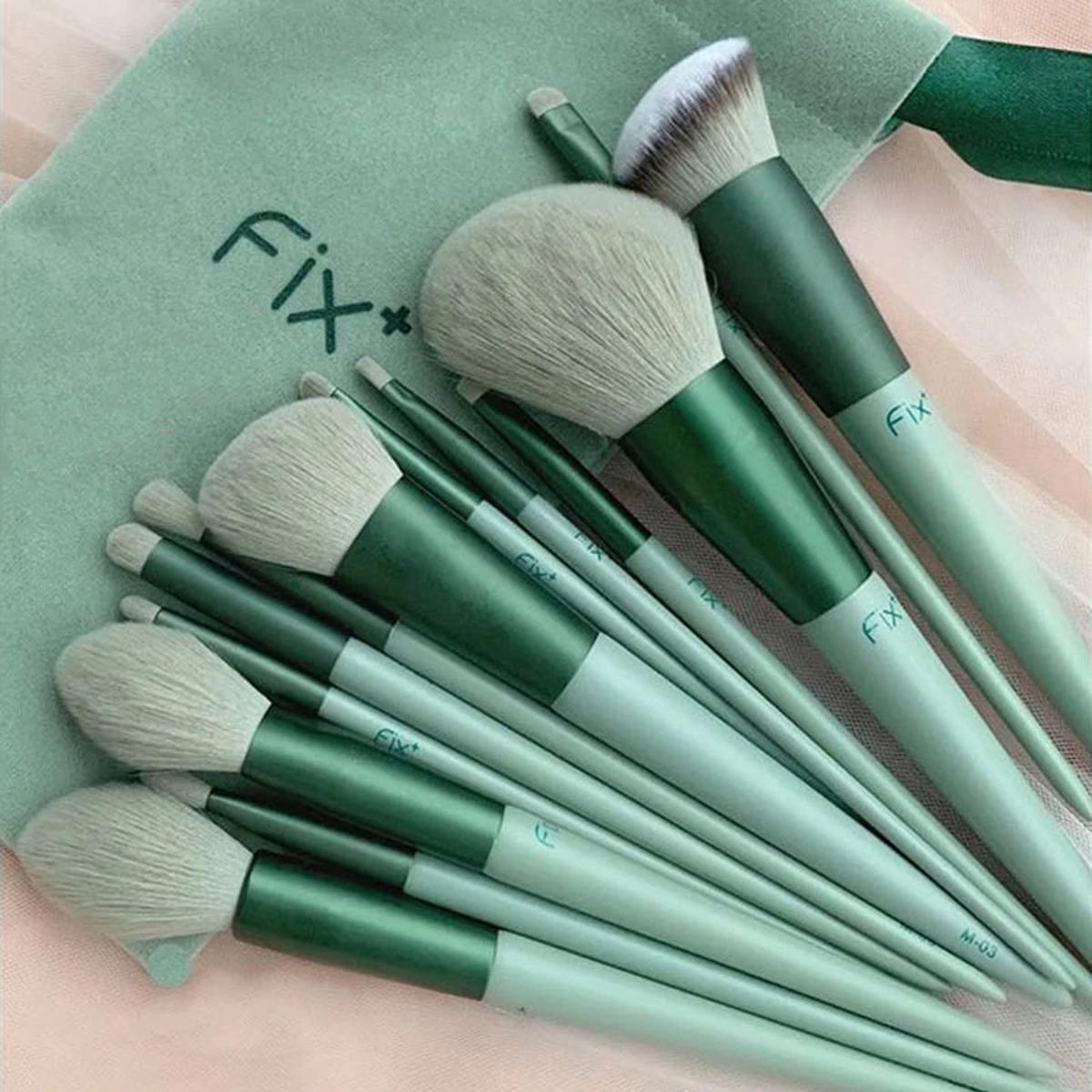 Fix Makeup Brushes Set 13 Pcs Including Contour Concealer foundation powder blush highlighter blending eyeshadow pencil eyebrow smudging lip brush