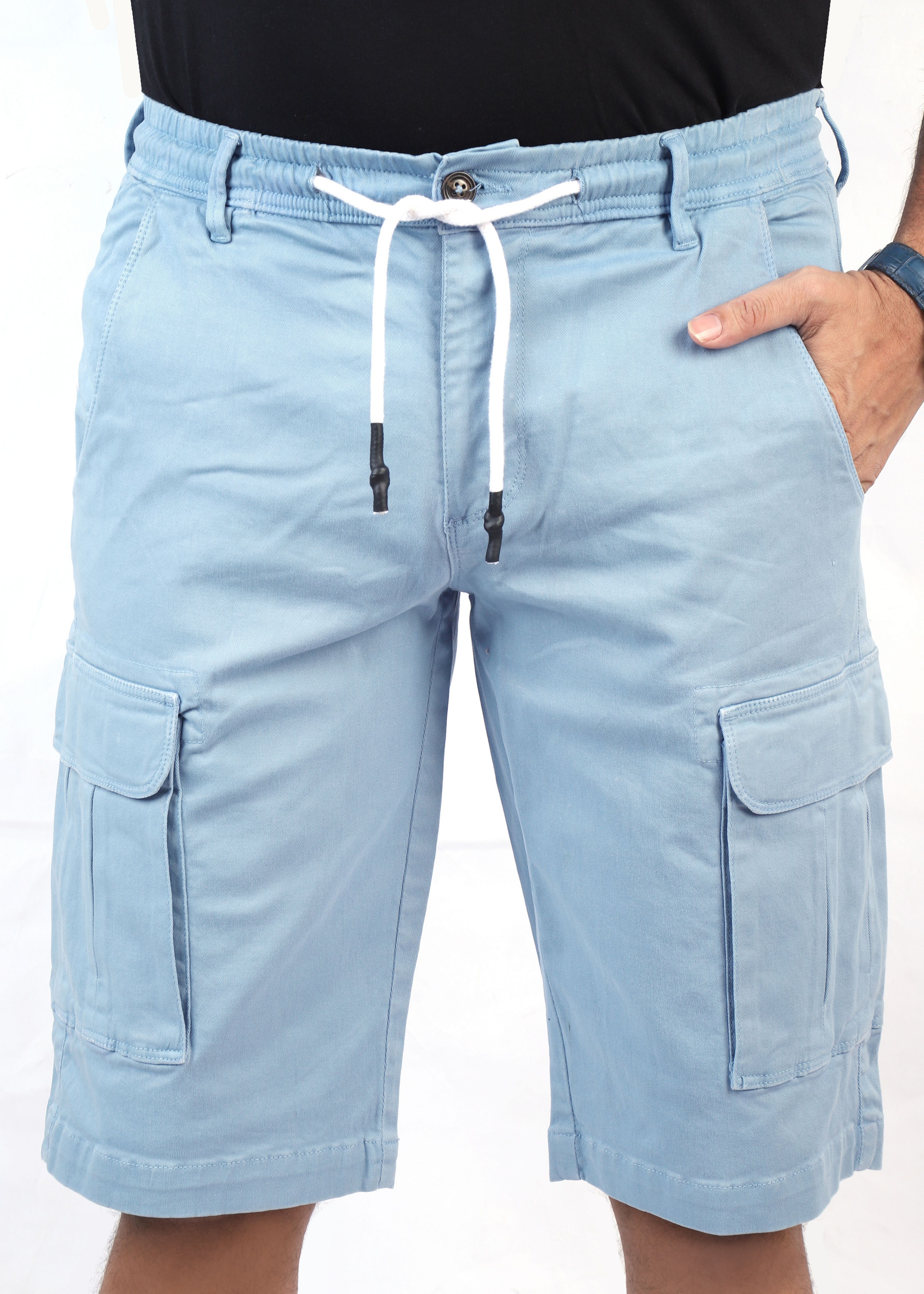 HashBack Elasticated Cargo Shorts For Men - Fashionable And Stylish Men's Summer Wear, Ideal For Wash-And-Wear