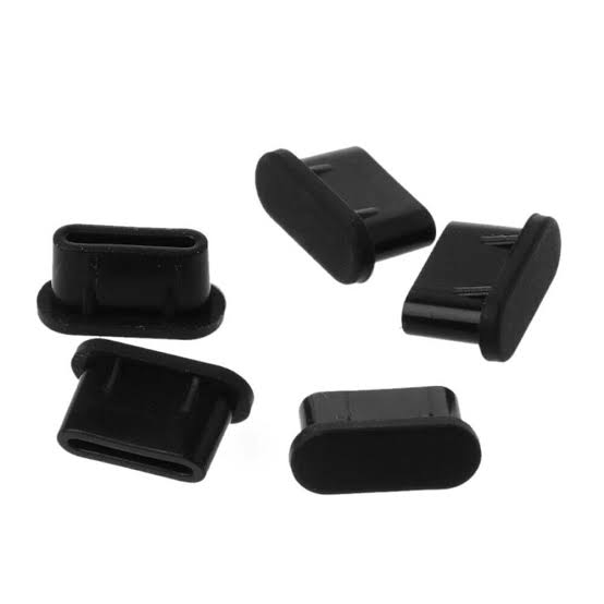 4-Pack Universal Type-C Anti-Dust Plugs for USB Ports, Durable Polymer Protection, New - Black