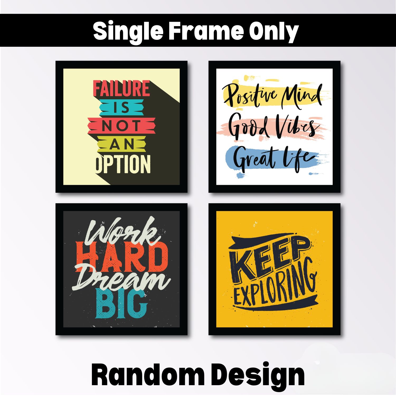 Set Of 4 Frames | Frames For Wall | Motivational Quotes Frames for Wall Office & Students  | Frames for Room Decoration |  Frames for Table & Wall Display Decor