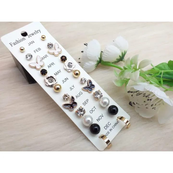 Pack Of 12 - Earrings Tops Fashion Women trendy stylish girls Earring