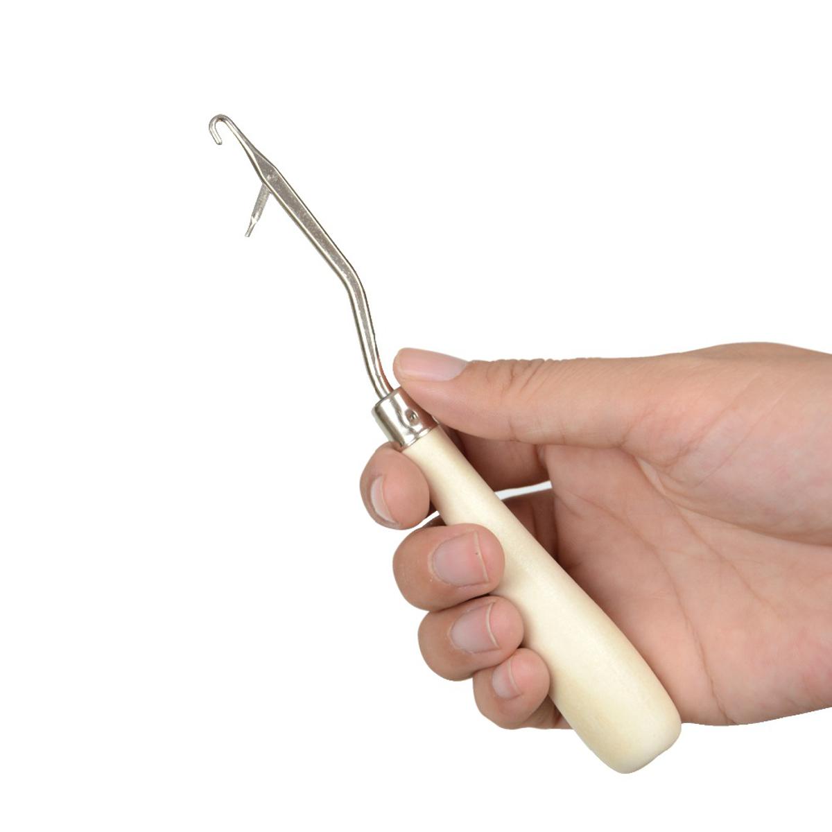 Al Saeed Wool Wood Handle Latch Hook Needle Hair Weave Needle Wigs Knitting Extensions Styling Carpets Making Repair Craft Tools