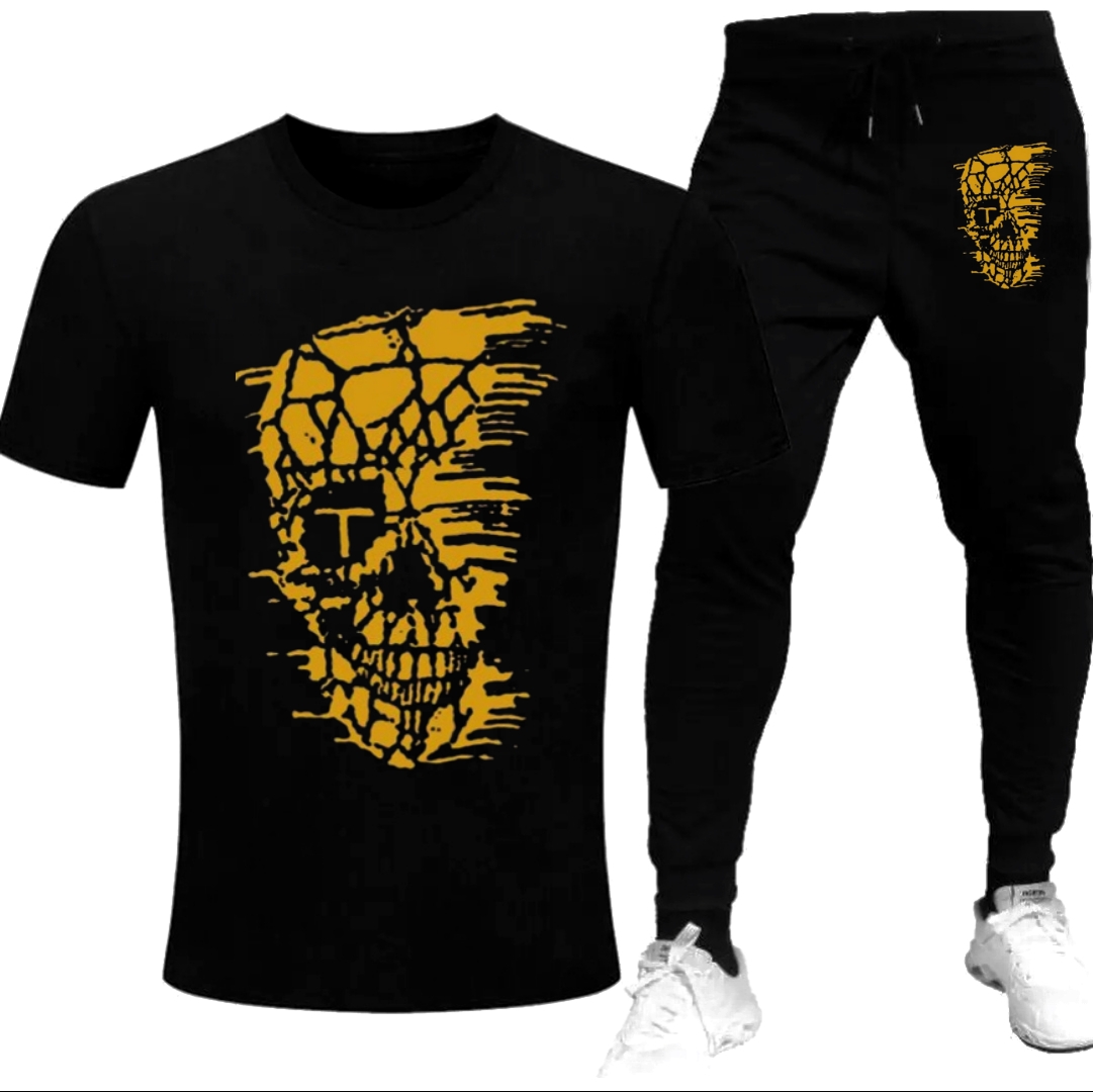 Black Trendy Printed tracksuit for men