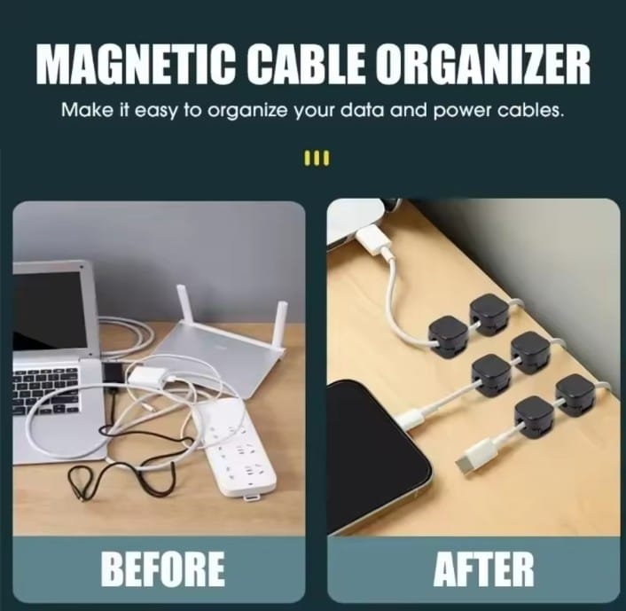Magnetic Cable Clips, Cable Holders, Desktop Cable Management, No-Drill Self-Adhesive Clips, Adjustable And Non-Slip Wire Organizers, Hidden Phone Charging Cable Stands, Suitable for Home Office Desks.