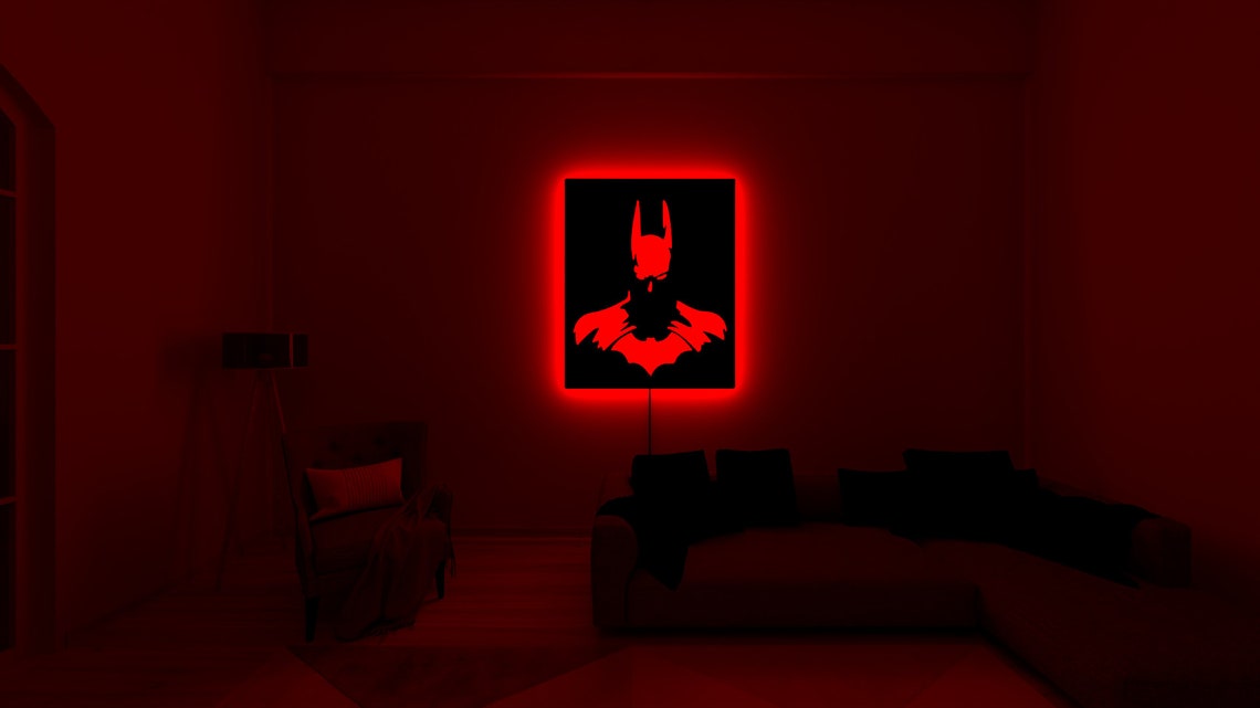 Modern LED Batman Silhouette Wall Light - Multi-Color Decorative Light for Gaming Rooms and Kids' Bedrooms