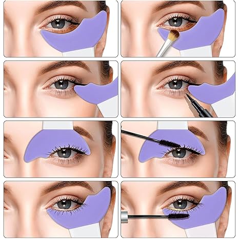 Silicone 2-in-1 Makeup Tool: Eyeliner Tool, Mascara Shield, Eyeliner Guide, Eyeshadow Shield, Makeup for Beginners, Artist Essentials, Beauty Tools, Simple Makeup (Washable, Multi-Use)