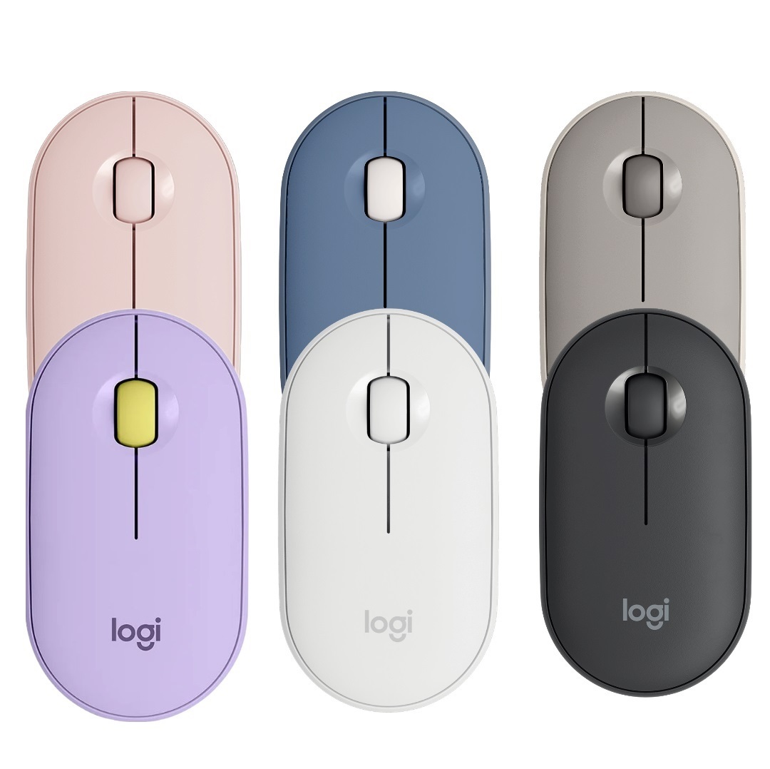 Logitech Pebble M350 Silent Wireless Mouse with Bluetooth ( M350 ) Windows and Android Supported Black - White - Rose - Lavender - Grey -