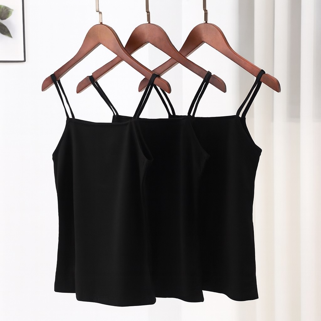 Pack of 3 Women Simple Camisoles Summer Girl Strap Cotton Sleeveless Thin Camisole Vest Solid Top Simple Base Vest Multicolor Tops Female Undies