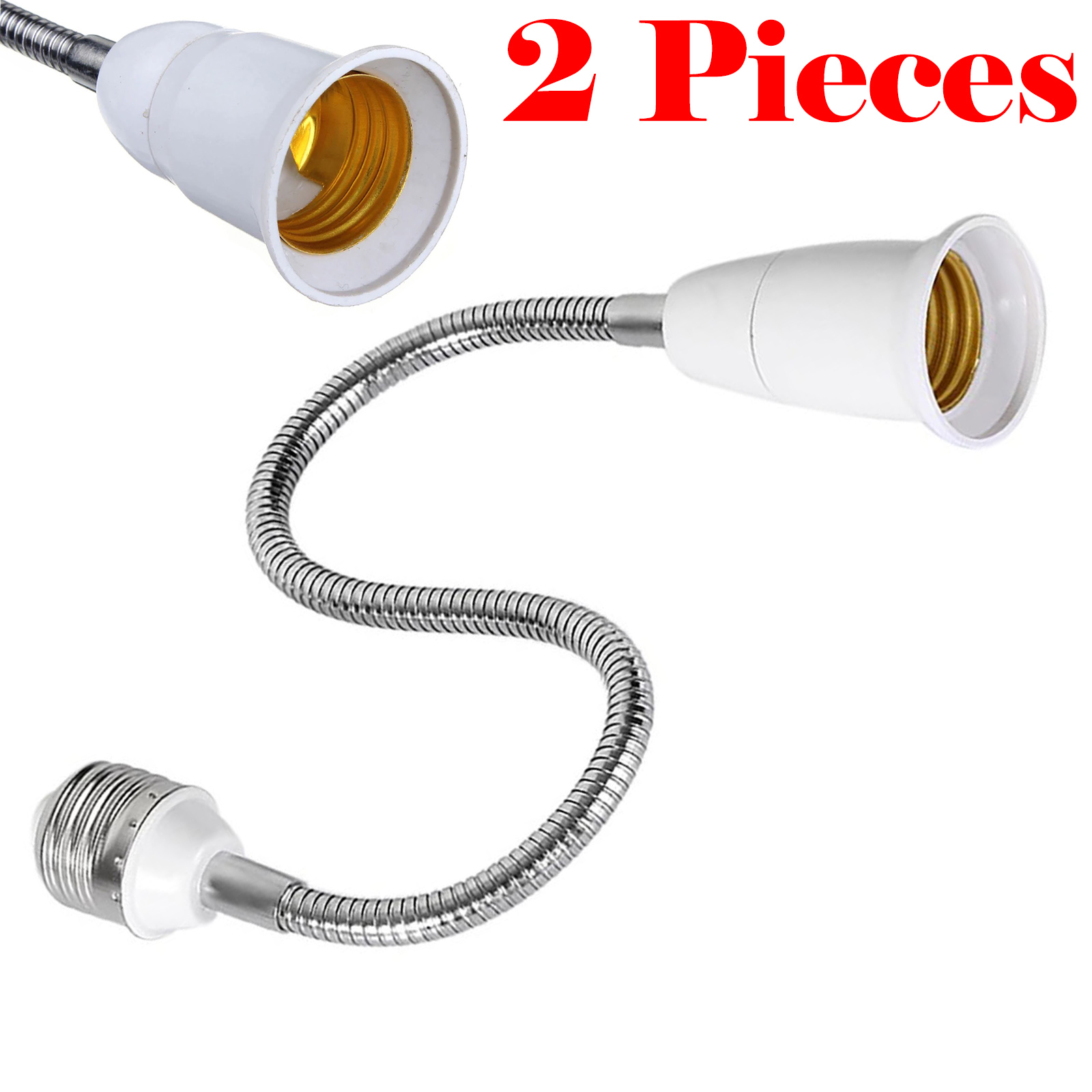 2 Pieces 11 Inch E27 To E27 Flexible Extend Extension Led Bulb Holder ...