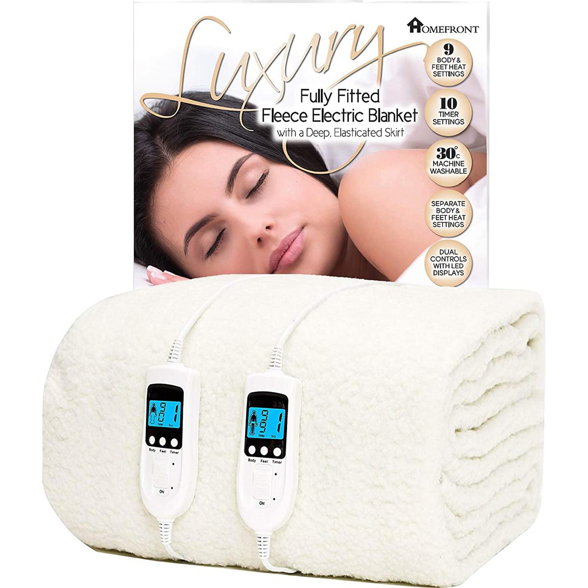 Homefront Blanket, Dual Control Super King Size Luxury Fully Fitted Heated  Underblanket with Elasticated Skirt, Individual Body and Foot Heat  Technology 203x182x40cm – Imported from UK