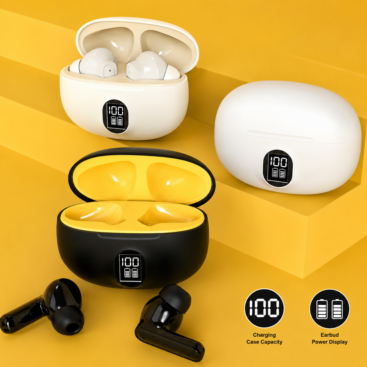 Airbuds TWS Bluetooth Earbuds Waterproof Deep Bass Music Earphones TWS, Airbuds, ENC, Noise Cancellation, HD Stereo Sound, Touch Control, Charging Case,