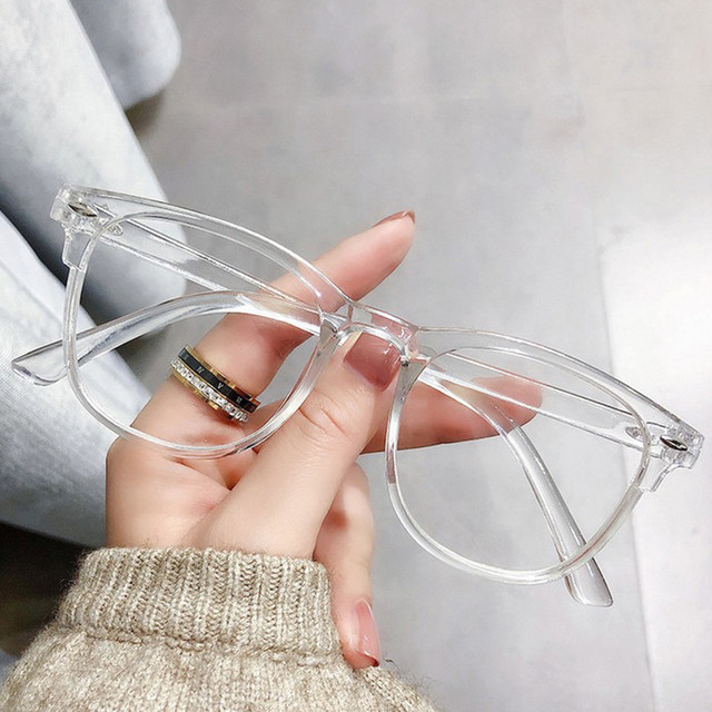 Korean Style Transparent Square Frame Glasses | Unisex Anti-Blue Clear Lens Eyeglasses for Men & Women | Lightweight UV Protected Anti-Glare| Stylish Glasses for Boys & Girls
