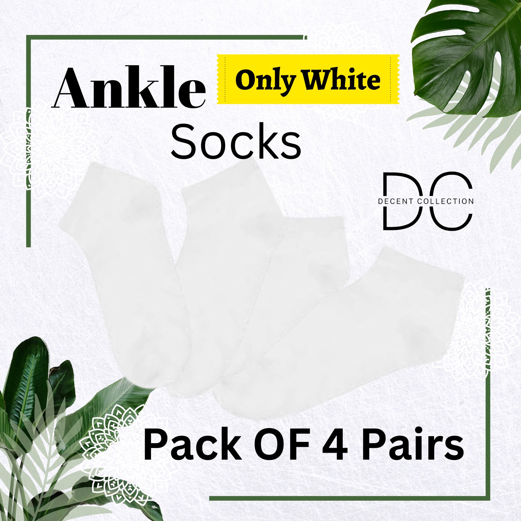 Pack of 4 Pairs Ankle Socks for Men & Women| Low Cut Socks for Unisex