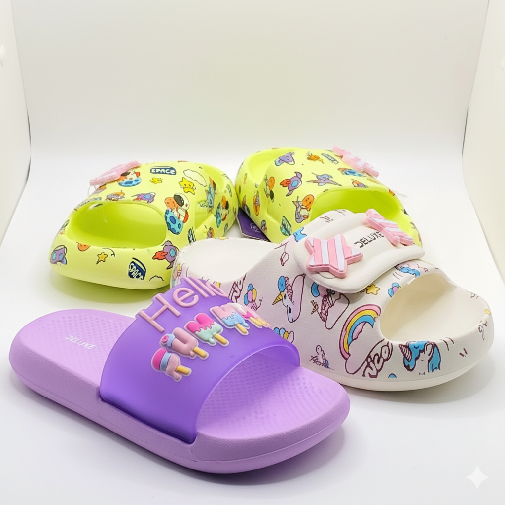 Trendy Printed Slides for Kids | Soft & Lightweight Slippers (3.5 – 8 Years)
