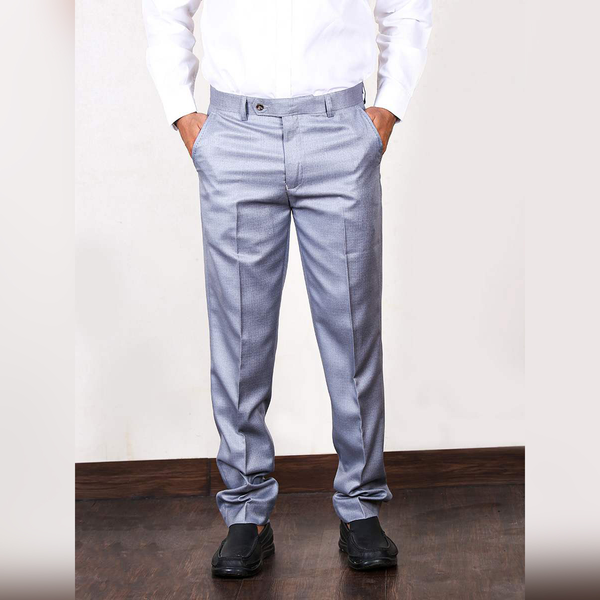 Navy Blue Solid Mens Formal Trouser Regular Fit