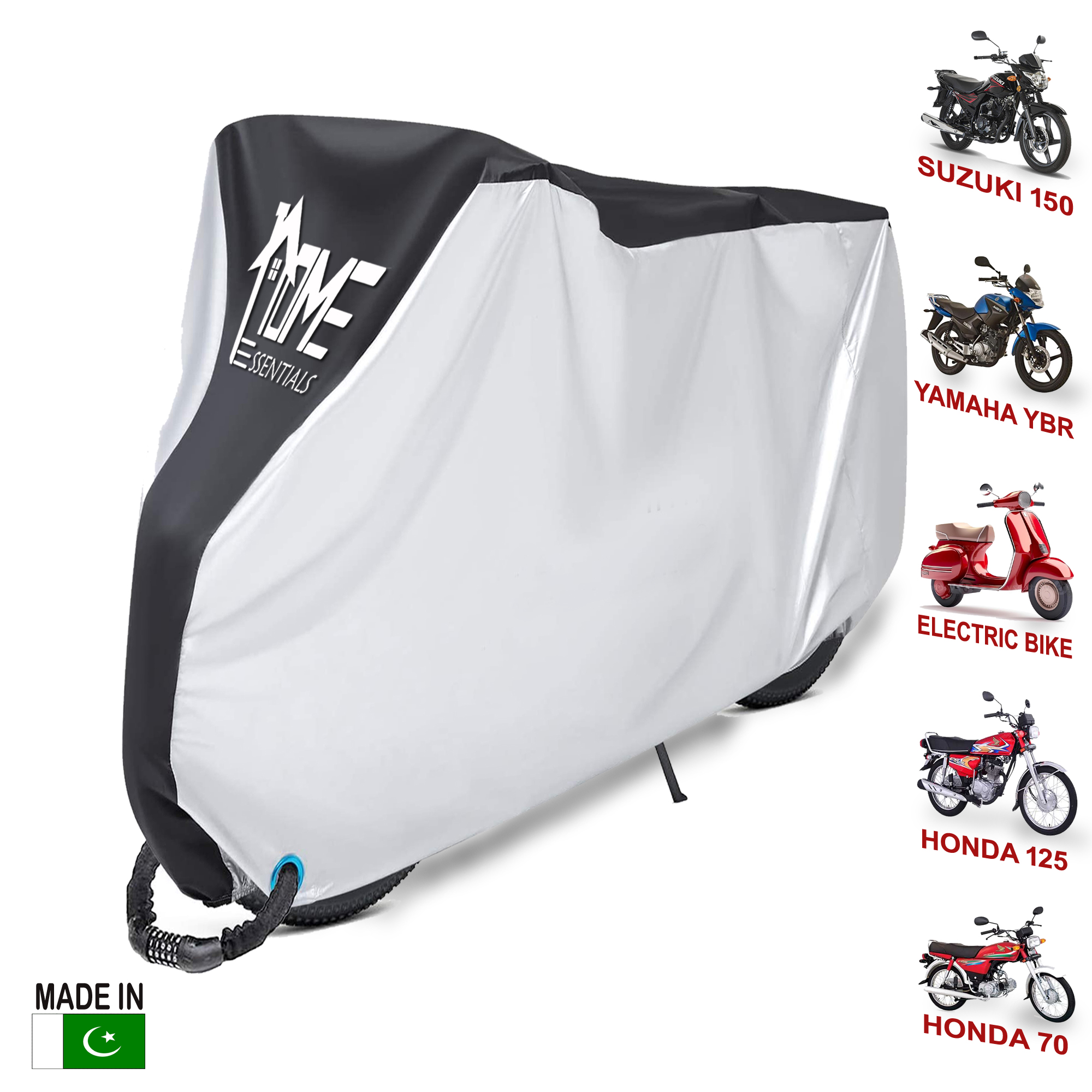 HOME ESSENTIAL MOTOR BIKE COVER ALL SIZES BIKE PARKING COVER WITH LOCK