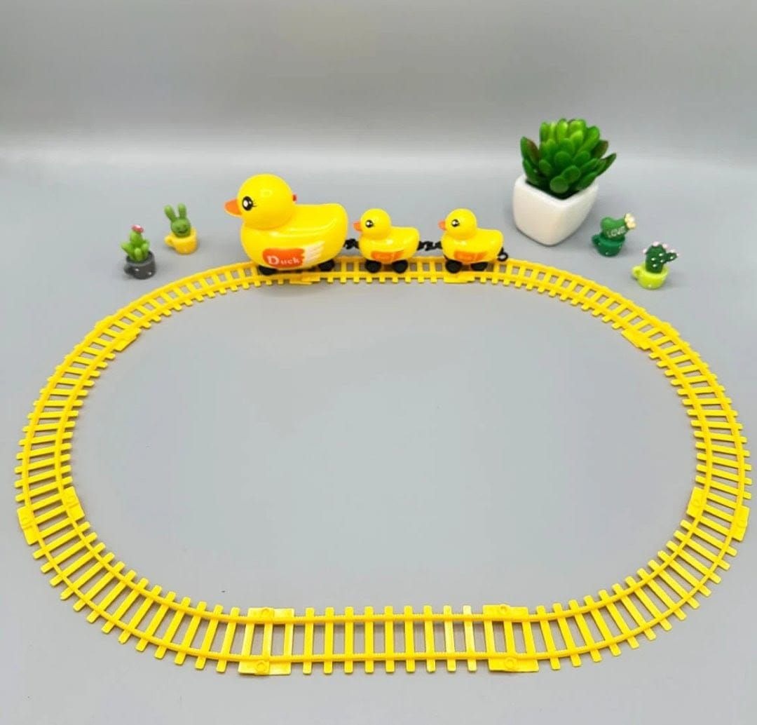 Yellow Duck Electric Rail Train Set with Track - Battery Operated toy designed for children.