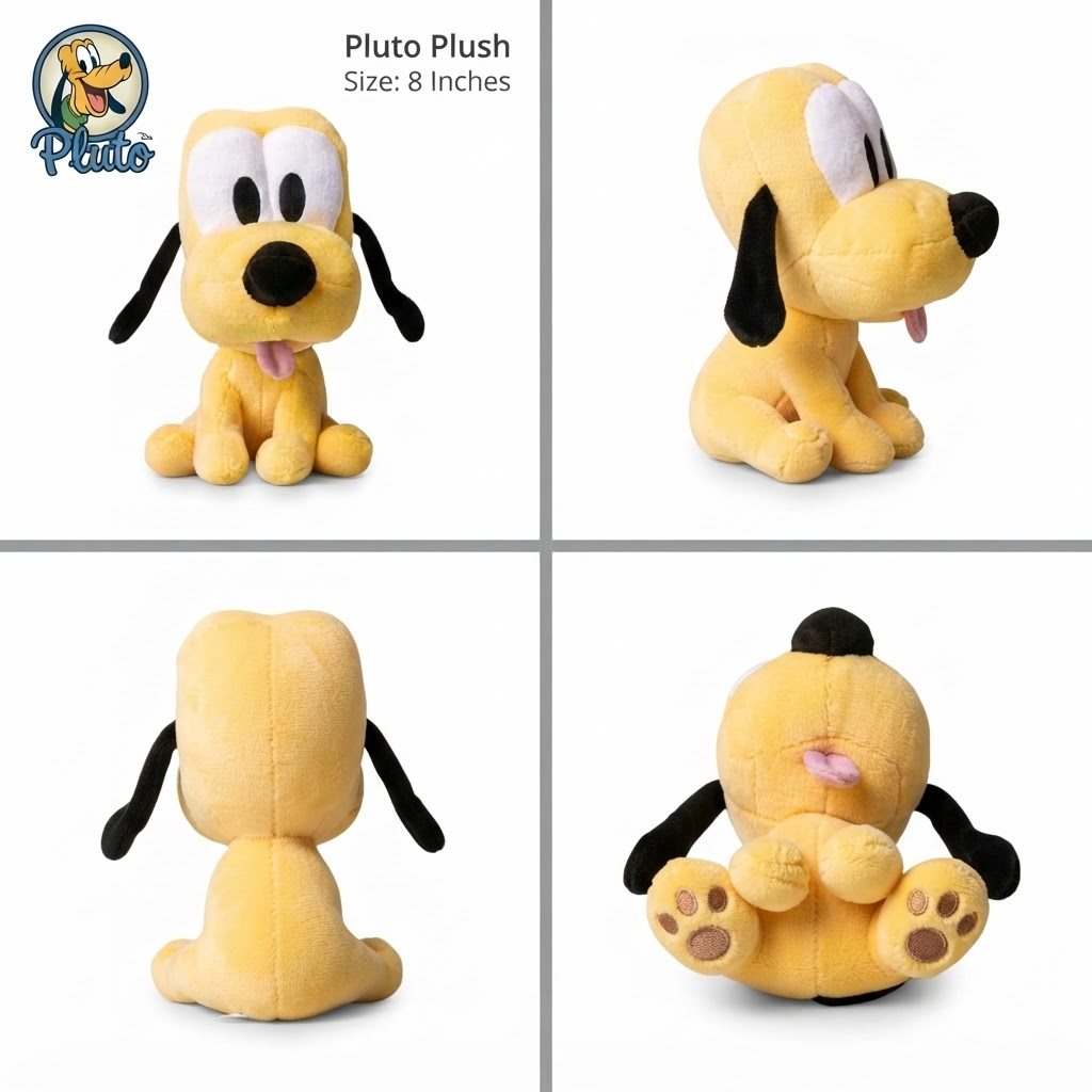 Disney Classic Pluto Dog Plush Toy 8 Inches – Soft Cuddly Stuffed Character Doll for Kids, Disney Fans & Collectors