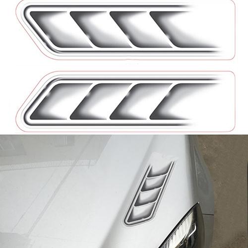 2Pcs/Set 3D Car Stickers Side Fake Vents Front Cover Decorative