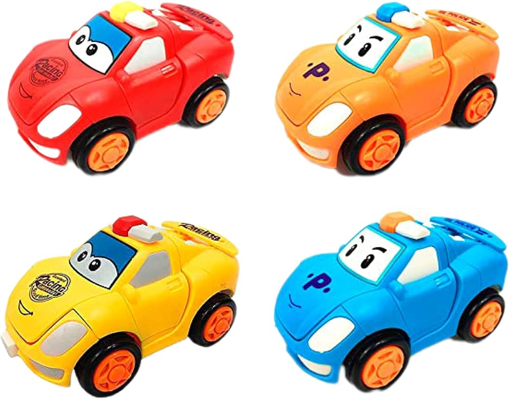 1 Pc - Pull Back Robot Car Toy - Push & Go Convert Robot Cars Toys For Kids Boys Girls Baby Babies Friction Powered Vehicle