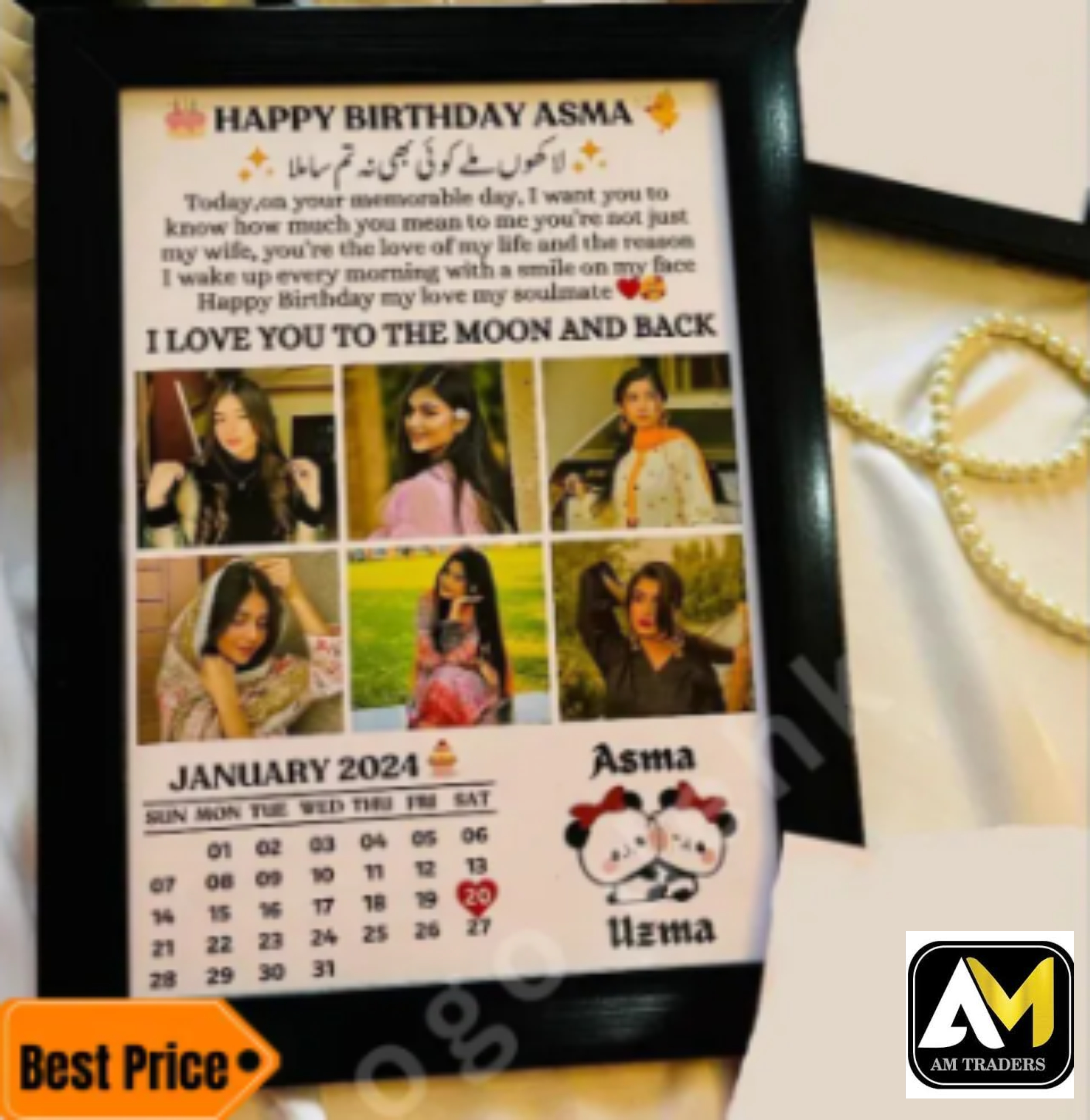 Beautiful happy birthday photo frame - birthday gift - Anniversary gift- Marriage gift - Picture gift - Wedding gift - Boyfriend & girlfriend- customized frame - gift for boys - gift for girls