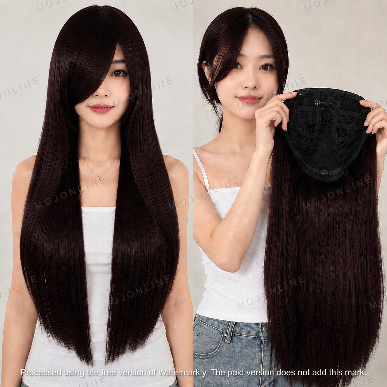 32 inch Long Hairs Wig Extension For Gilrs Dark abrun