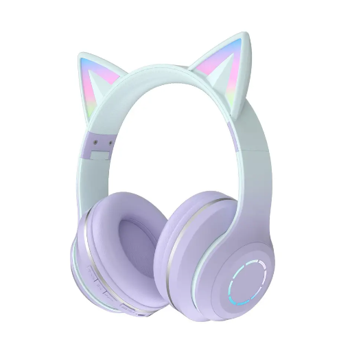 Dual Color Cat Head Wireless Bluetooth Headphones LED Light for Mobile PC  Laptop Bluetooth Headphone Girls Headphone Cute Cat Ear Bluetooth