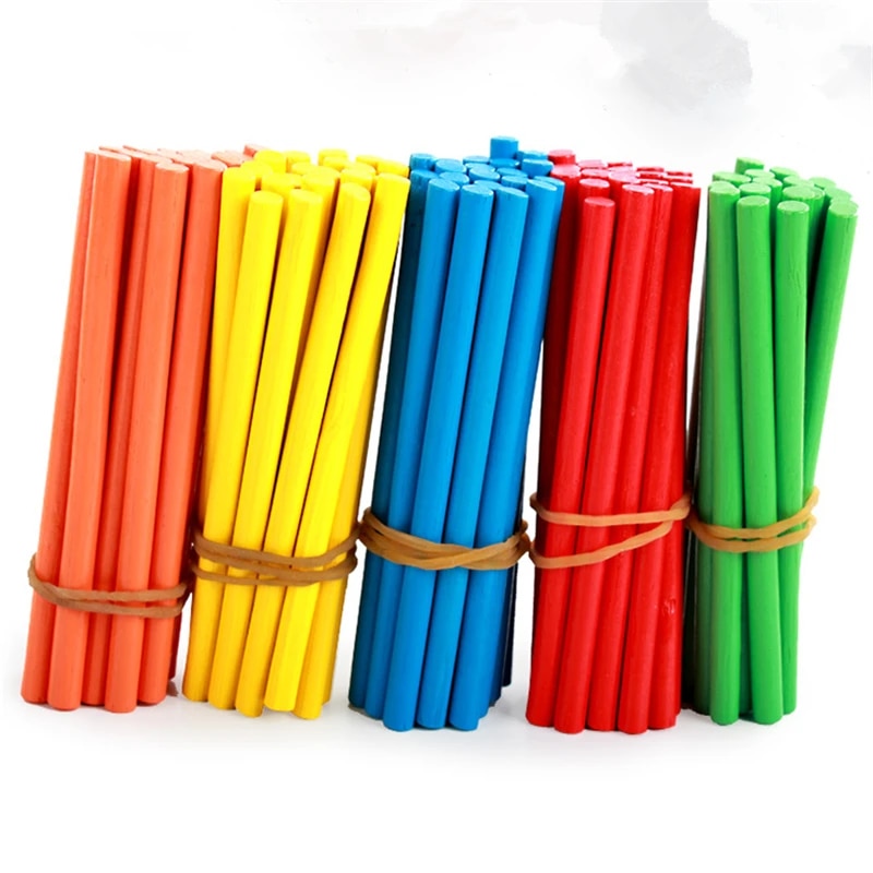 HiStrawberry 100pcs Colorful Bamboo Counting Sticks Mathematics ...