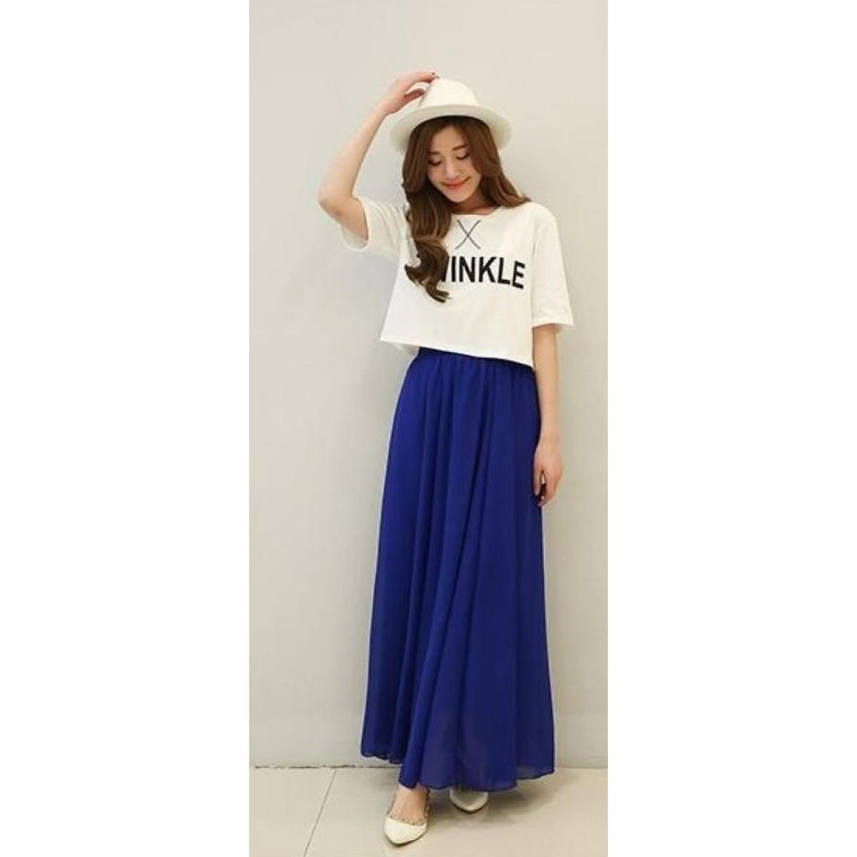 Long pleated maxi skirt best sale