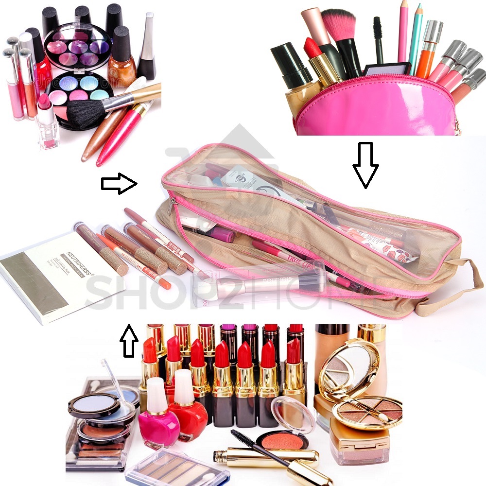 Lovely beige Pencil Case Pen Box School Stationery Cosmetic Makeup Pouch Zipper Bag