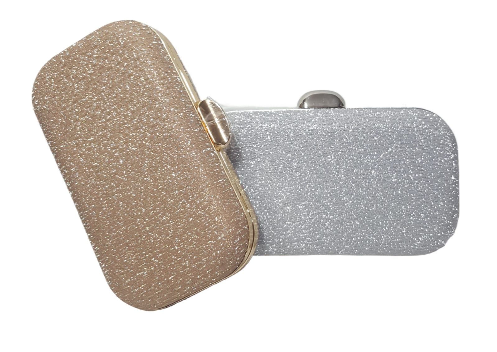 Elegant Glitter Box Clutch Bag for Women - Bridal, Party, Wedding, & Formal Occasions - Available in Gold & Silver