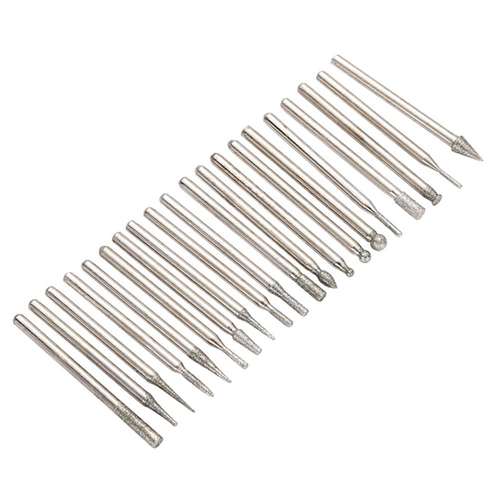 Engraving tool bits 20pcs Diamond Burr Bit Set | Dremel Rotary Tool Accessory | Glass, Tile, Stone, Masonry Engraving, Carving, Jewelry & Rock Shaping