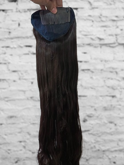 Comb Straight Hair Extension For Girls Brown - 22 Inch