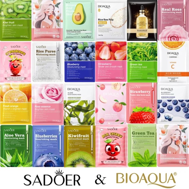 Fruit Plant Extract Moisturizing Brighten Facial Sheet Mask Hydrating, Radiance Boost, Calming, Skin Care Sheet Masks