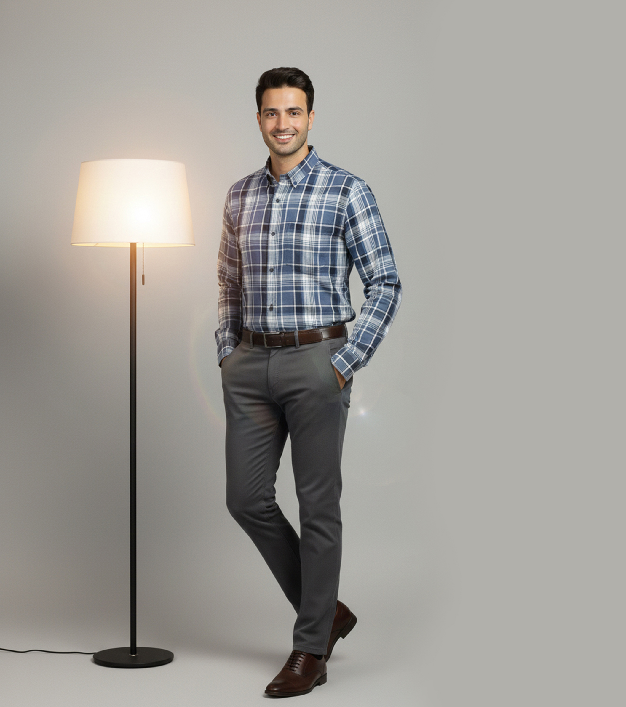Auditors®️ Mens Semi-Formal Cotton Check Shirt Blue Colour Soft Cotton Fabric For Mens - For Office and Events