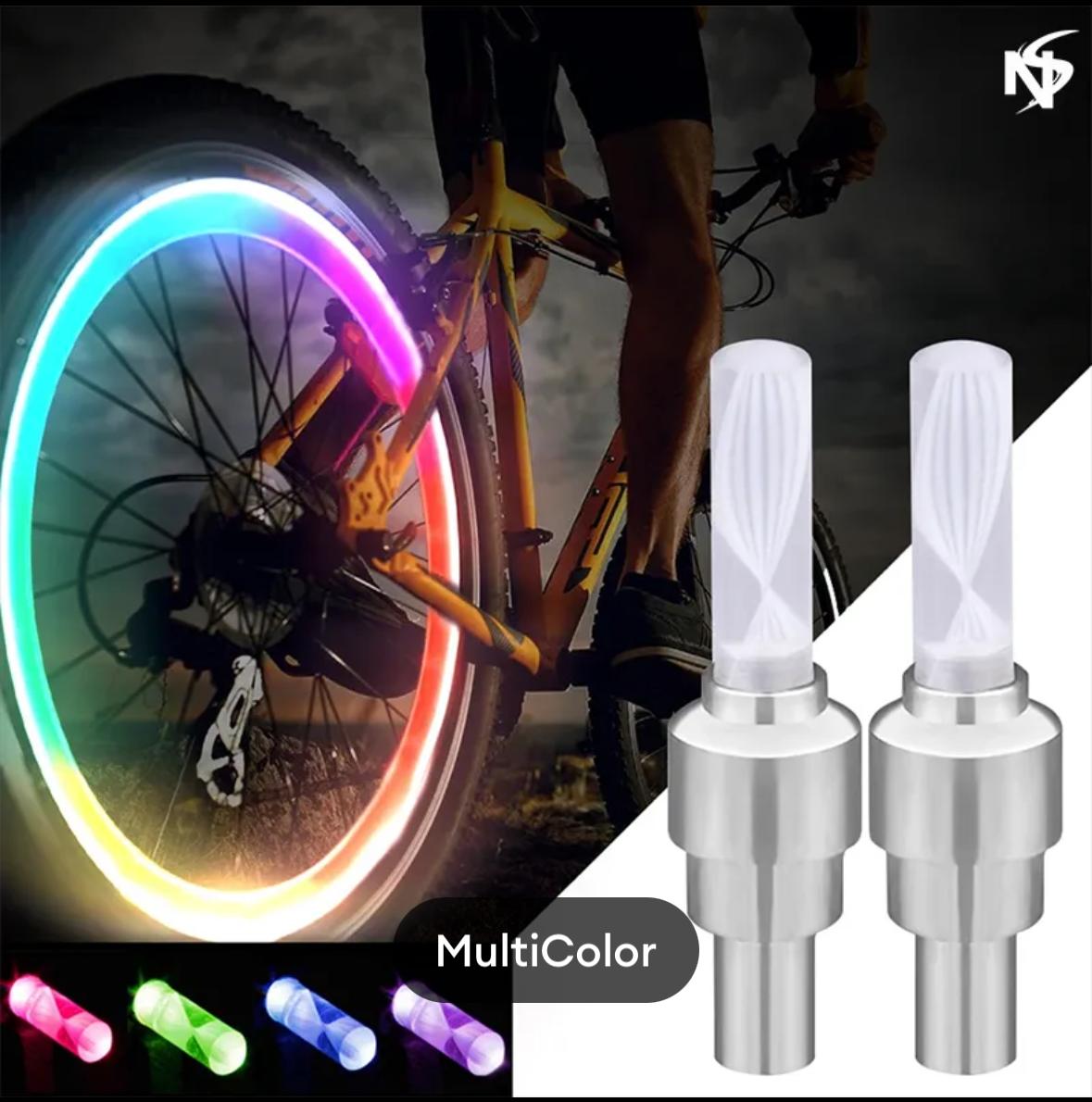2Pcs nozzle light Motion Activated Glow Bike Flashlight Car Motorcycle Cycle  Tire Valve Caps Wheel Light Amazing Fantastic Bicycle Accessory LEDs