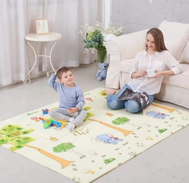 Double Sided Water-proof Foldable Baby Crawling Floor Play Mat. Multi-Purpose Floor Mat for Baby, Extra Thick Foam Mat (Assorted Prints)
