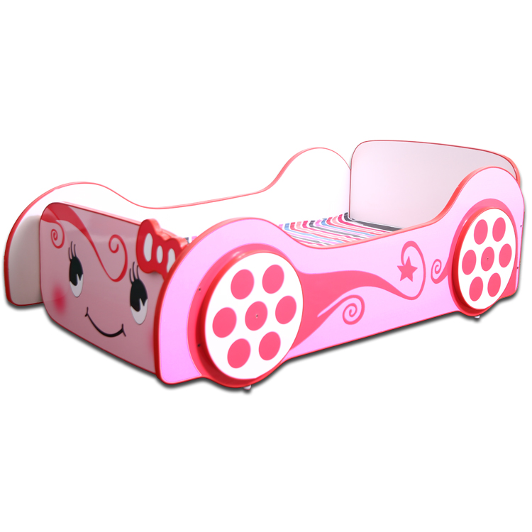 Furnishoo Baby Court Kitty Car Bed - Girls Car Bed - Pink kids Car Bed - Baby Court Size Bed