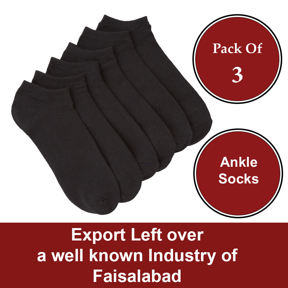 3 Pair Ankle/Low Cut Socks for Men and Women Cotton  for Summer special- Black