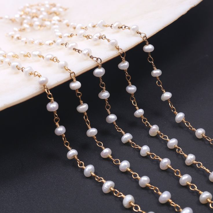 1/5/10 Yard Pearl Chain Roll | Luxury Pearl Beads Chain for DIY Jewelry & Dress Decoration
