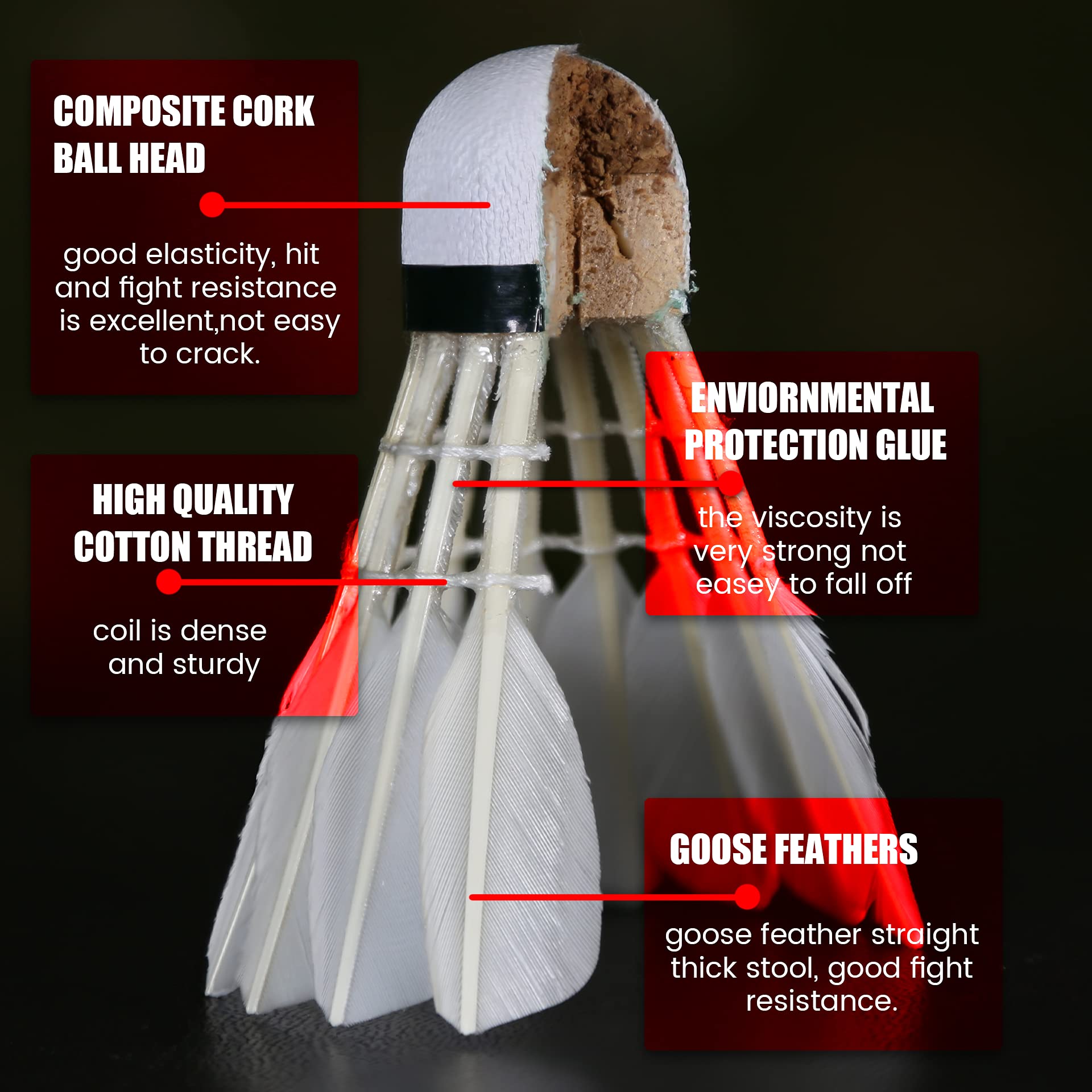 Badminton Feather Shuttles box pack of 12