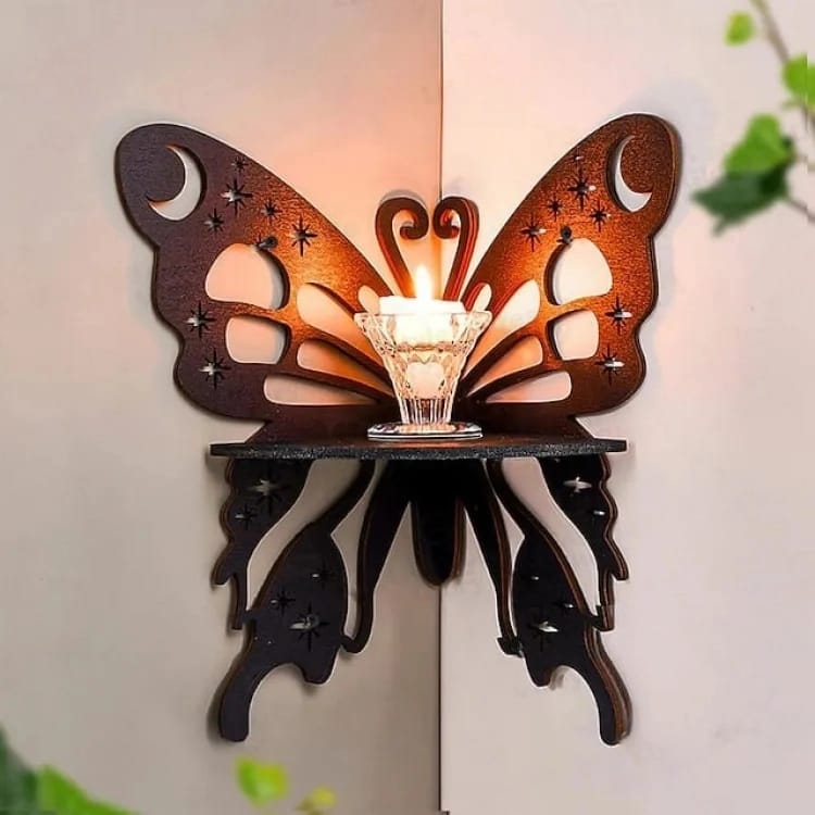 Butterfly Shaped Latest Corner Wall Shelf I Modern Wall Mounted Shelf, Wooden Shelf, Corner Shelf , Room Decoration Items for Plants, Home Decoration Items for Candles i Wall Shelves I Wall Shelves Wooden