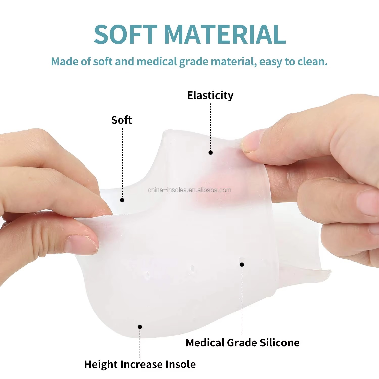 1Pair Silicone Heel Socks Invisible Height Increased Insole for Women Men insoles 2-6cm insoles for plantar fasciitis shoe sole