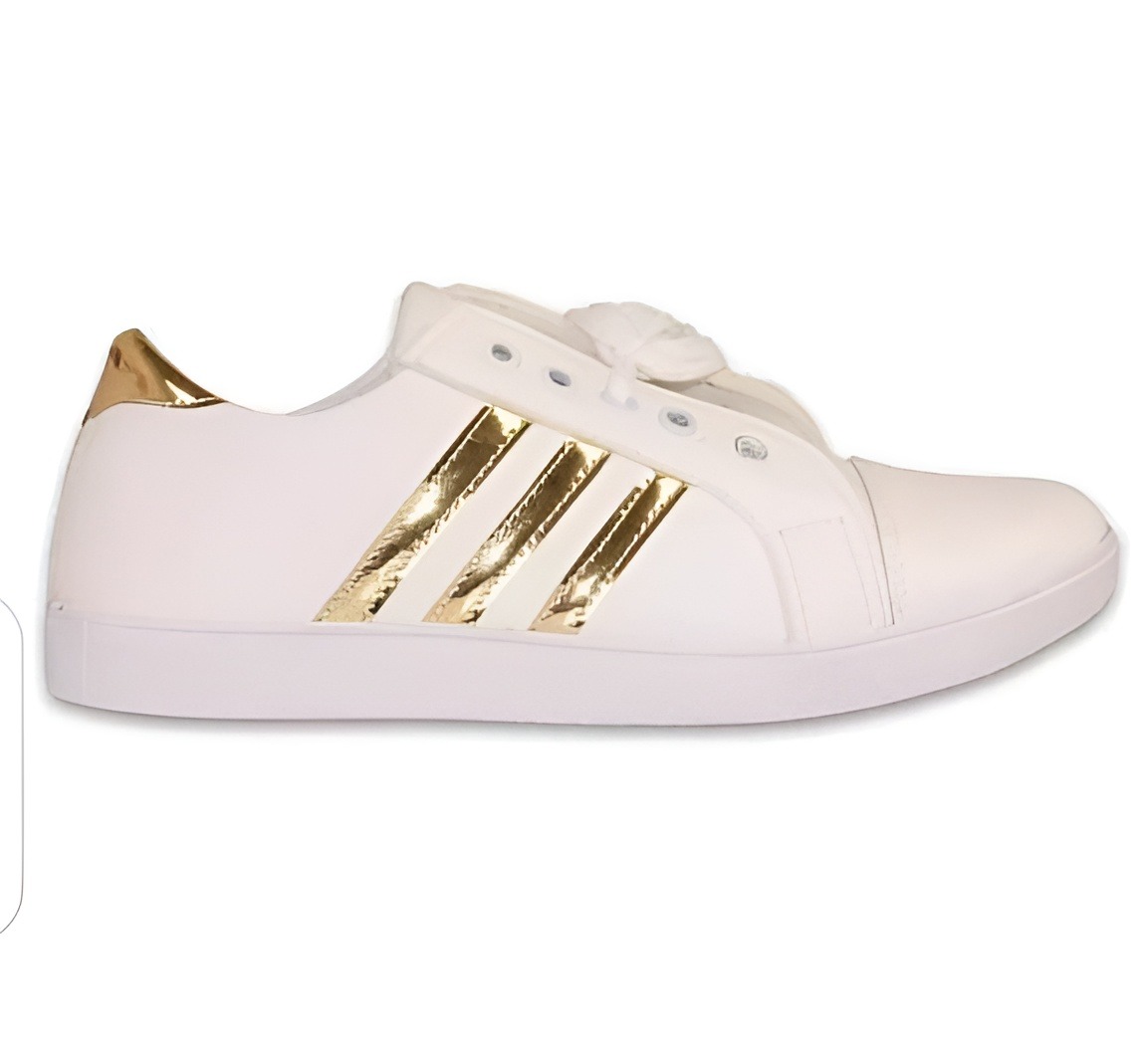 Trendy Fashion Golden Strips Sneakers For Girls