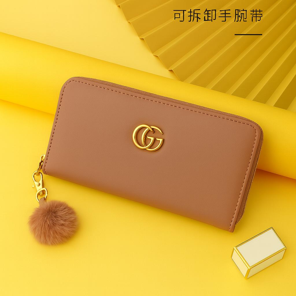 Premium Women’s Fashion Wallet – Multi-Color PU Leather Long Purse with Zipper & Charm