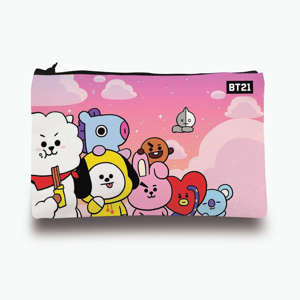 BT-21 Pencil Pouch for Boys Girls Digitally Printed on Fabric