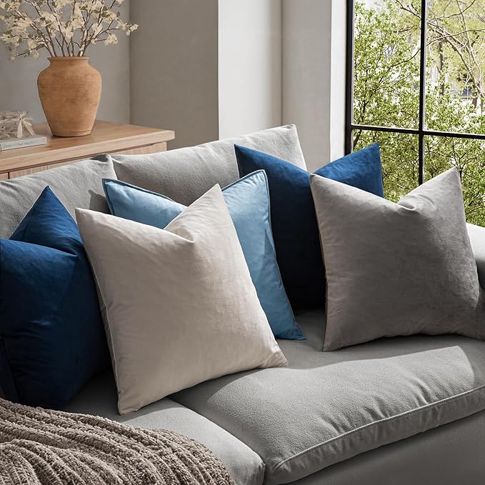 Premium Quality Velvet Cushion Cover 16" by 16" with Hidden Zip by Decent Ideas