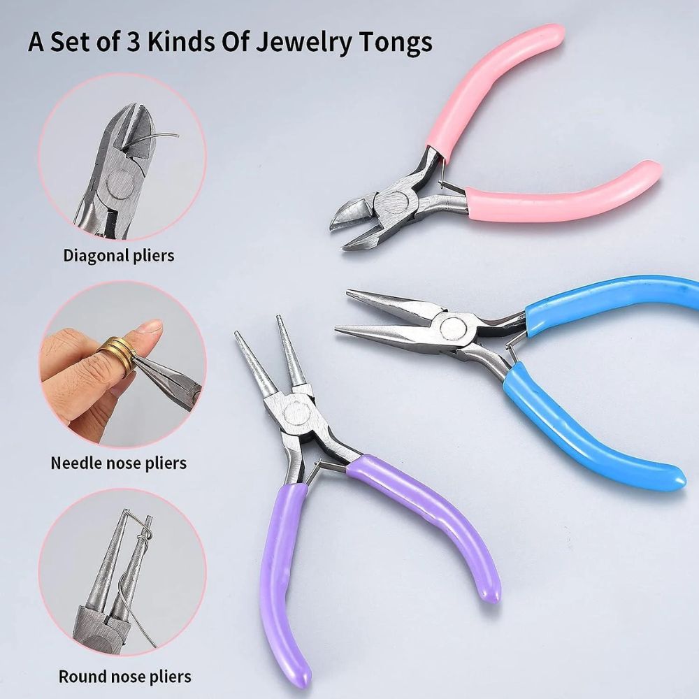 3 Pcs Set Jewelry Making Tools Pliers Cutter Nose Plier Chain Plier Side Cutter Bracelet Making General Crafts Tools Jewellery Tools & Equipments Arts & Crafts Tools Cutter Beading Tools Diy Arts & Craft Tools for Bracelet making b SAMS Arts & Crafts