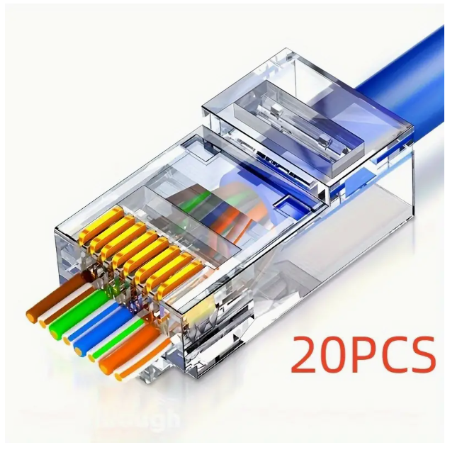Cat6 RJ45 Connectors, Gold-Plated Gigabit Ethernet Cable Ends, 8P8C Network Modular Plug for Computer Networking, High-Speed Internet Connectivity, Durable & Reliable Performance, Compatible with CAT6 Cables